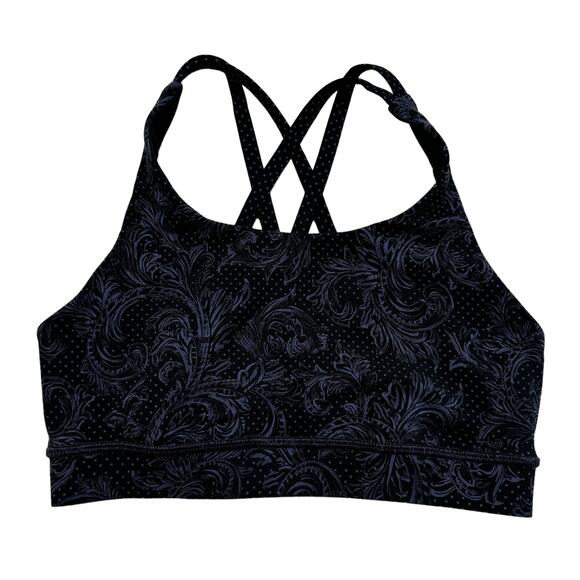 LULULEMON Energy Bra in Foliage Moody Blues Black Size 4 Paisley Nulux #W2AM5S - Picture 1 of 7